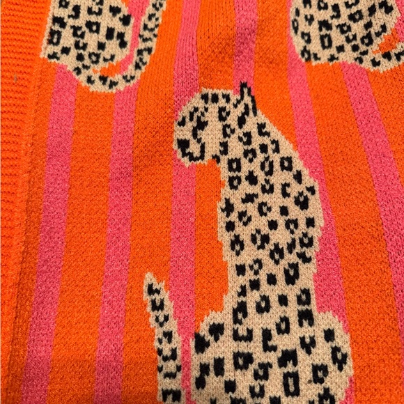 Moon Ryder XL Orange Leopard Print Women's Sweater - Picture 2 of 4